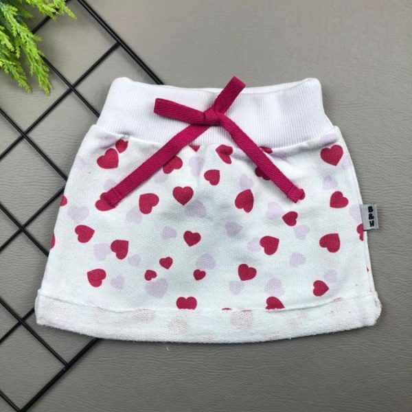 Mini Saia para Bebê Branca De Corações