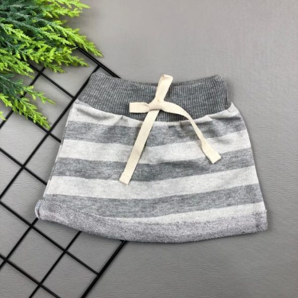 Mini Saia para Bebê Listrada Off Cinza