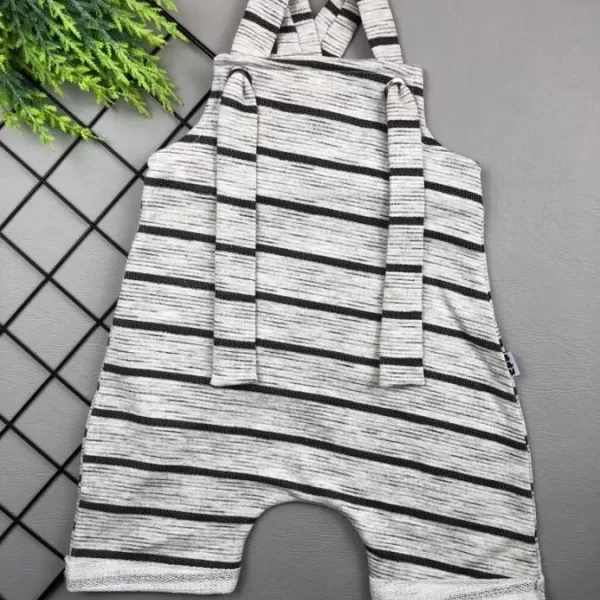 Jardineira Curta para Bebê c/ Regulagem Listras+Jet