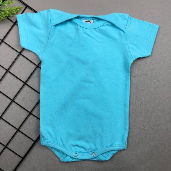 Body para Bebê Manga Curta Liso Turquesa