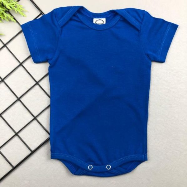 Body para Bebê Manga Curta Liso Azul Royal