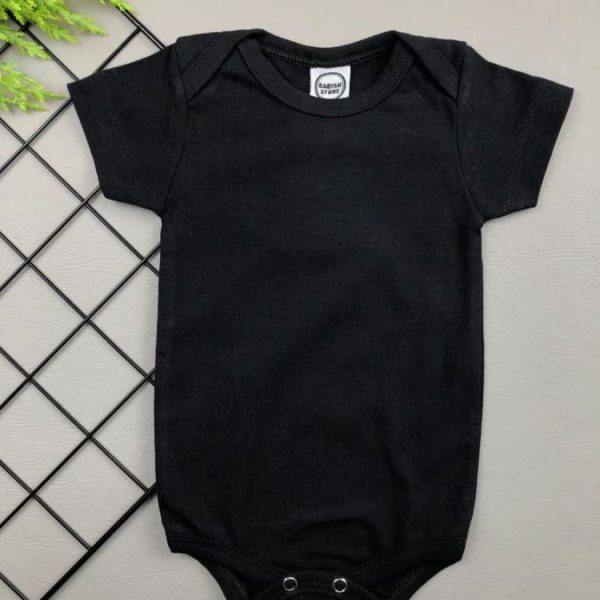 Body para Bebê Manga Curta Liso Preto