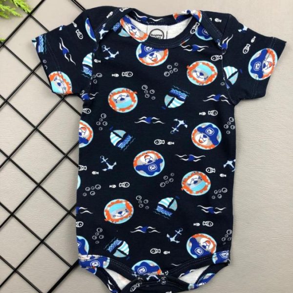 Body para Bebê Manga Curta Pirata