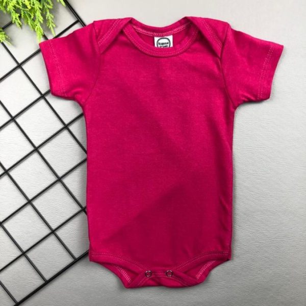 Body para Bebê Manga Curta Liso Rosa Chiclete