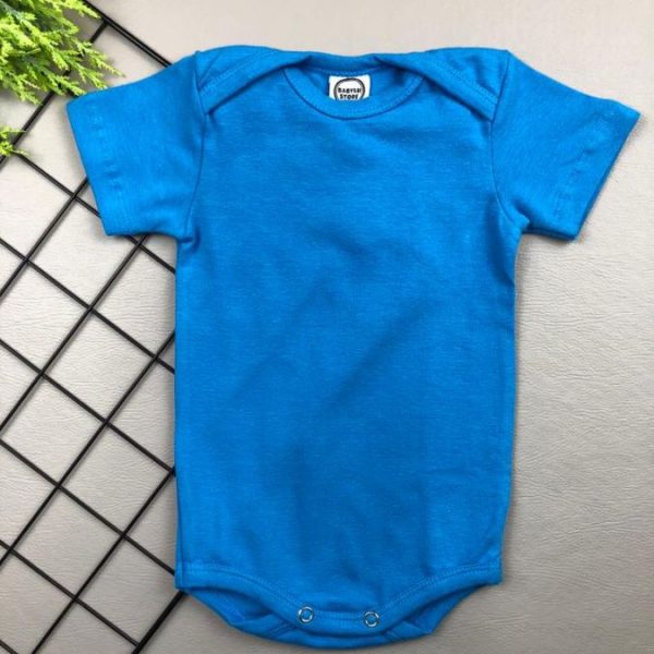 Body para Bebê Manga Curta Liso Azul