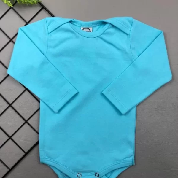 Body para Bebê Manga Longa Liso Turquesa