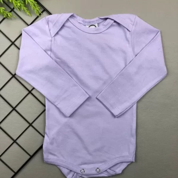 Body para Bebê Manga Longa Liso Lilás