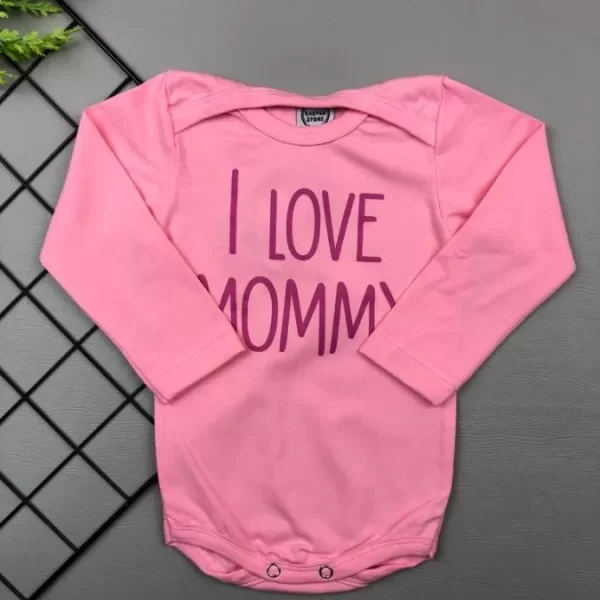 Body para Bebê Manga Longa Rosa I Love Mommy