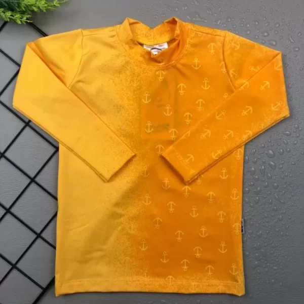 Camiseta Praia Proteção UV 50+ Molha e Aparece Mostarda/Âncora