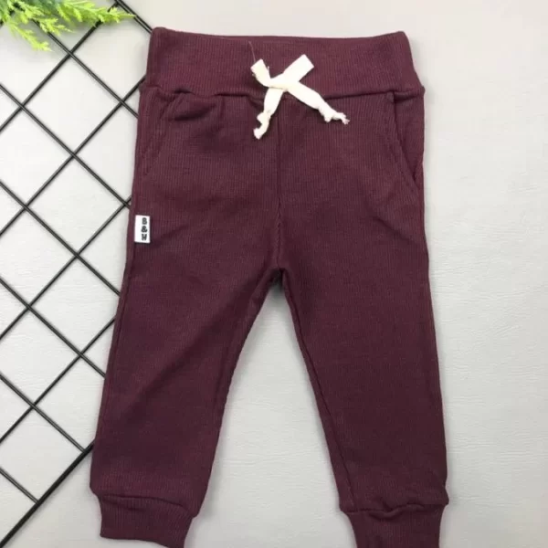 Calça para Bebê de Ribana Canelada Bordo Escuro