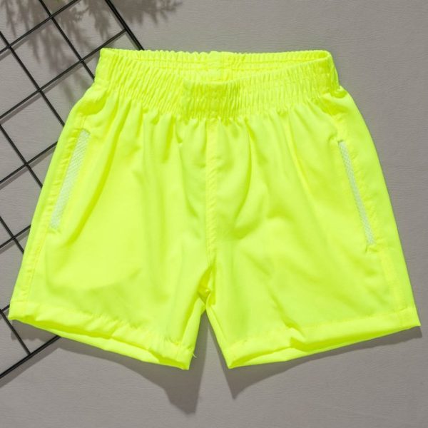Short Infantil Tactel com Bolso Amarelo Neon