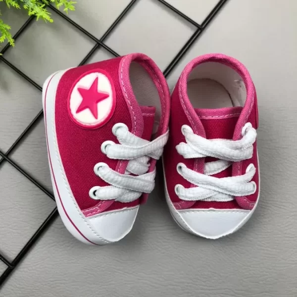 Tênis para Bebê Cano Alto com Estrela Pink