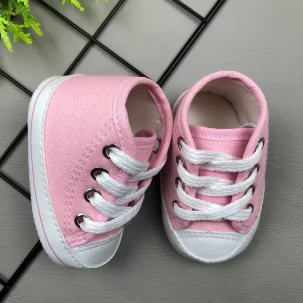 Tênis para Bebê Cano Alto Liso Rosa Bebê