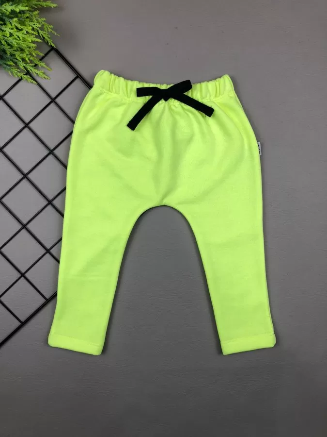Calça para Bebê Saruel Moletom Peluciado Verde Neon (2)