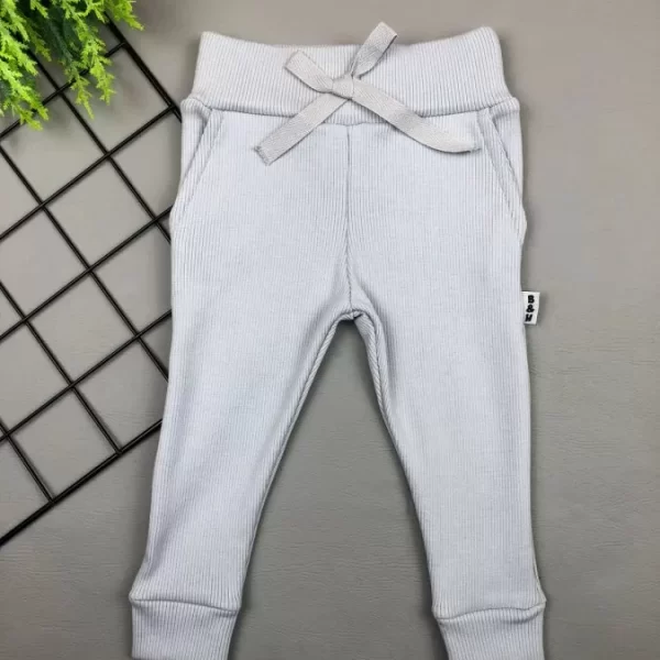 Calça para Bebê de Ribana Canelada Branco Acinzentado