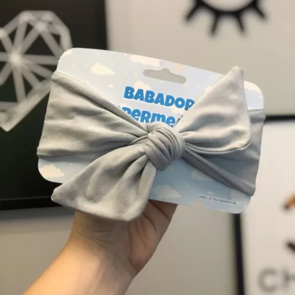 Turbante c/ Elástico para Bebê Acinzentado