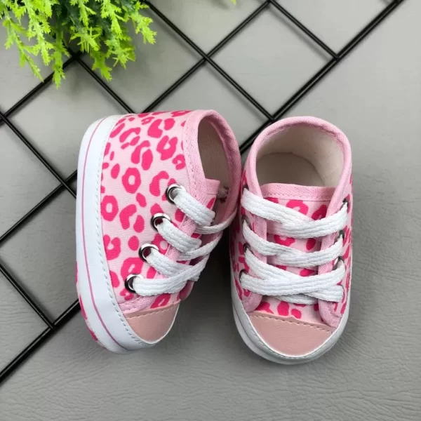 Tênis para Bebê Cano Alto Onça Pink