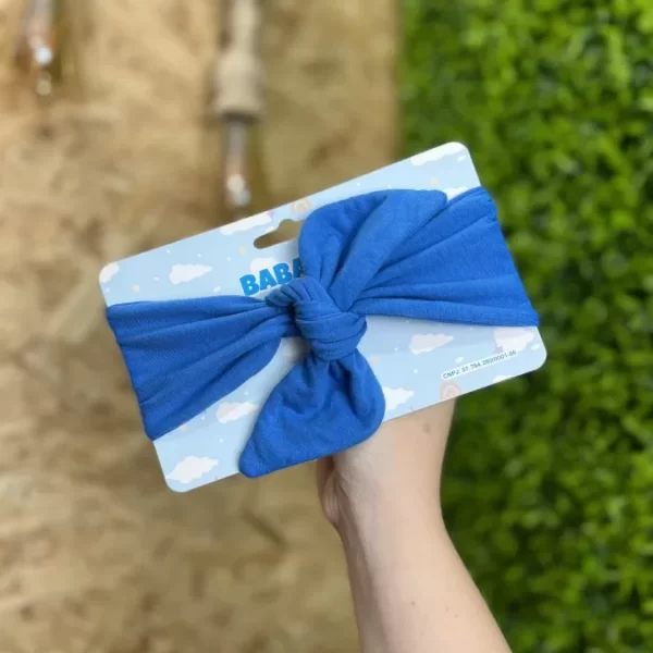 Turbante c/ Elástico para Bebê Azul Brasil
