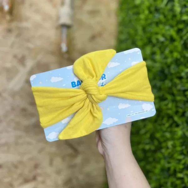 Turbante c/ Elástico para Bebê Amarelo Brasil