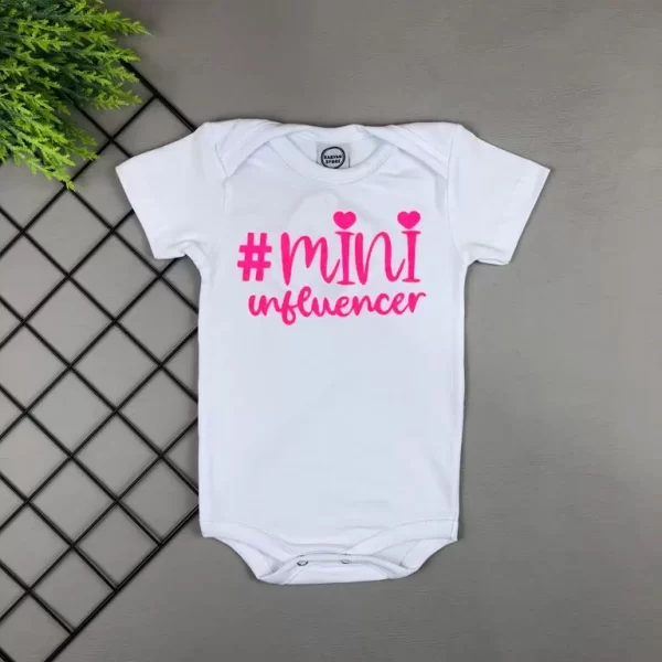 Body para Bebê Manga Curta Branco Mini Influencer