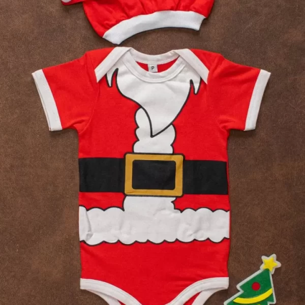 Body para Bebê Manga Curta Natal Papai Noel