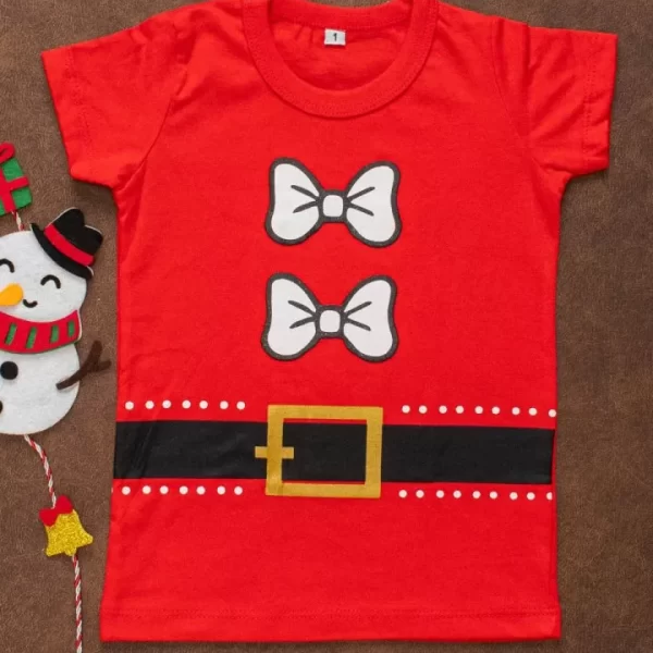 Camiseta Curta Infantil Estampada Natal Mamãe Noel