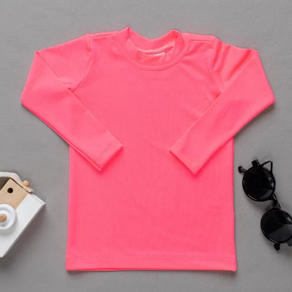 Camiseta Praia Infantil - Rosa Neon