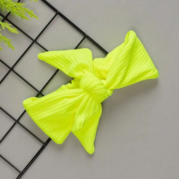 Turbante c/ Elástico para Bebê Canelado Amarelo Neon