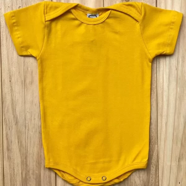 Body para Bebê Manga Curta Amarelo
