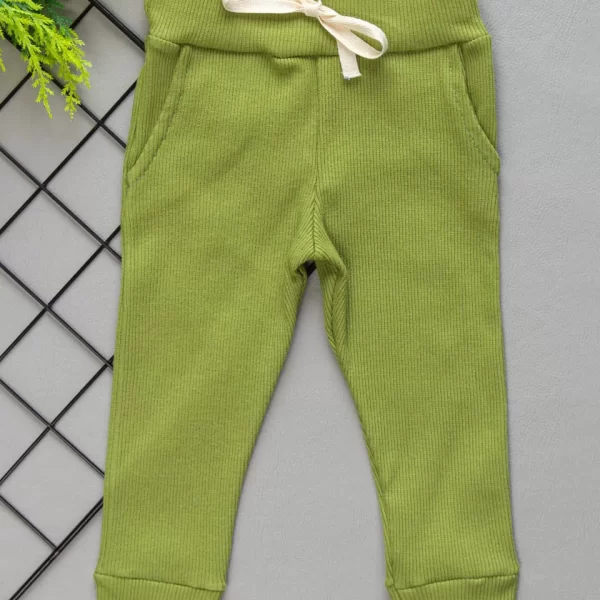 Calça para Bebê de Ribana Canelada Verde Oliva