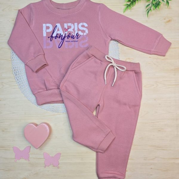 Conjunto de Moletom com Gola - Rosê Bonjour Paris