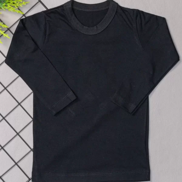 Camiseta Longa Infantil Lisa Preta