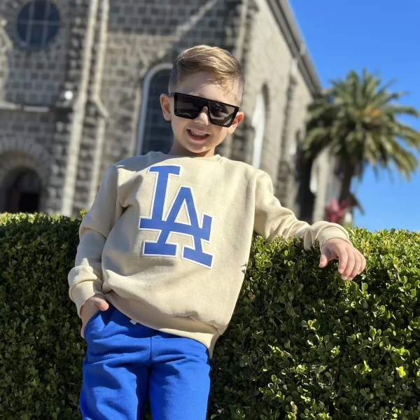 Conjunto de Moletom com Gola Infantil LA Azul