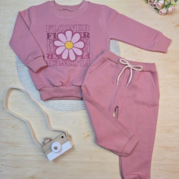 Conjunto de Moletom com Gola - Rosê Flower