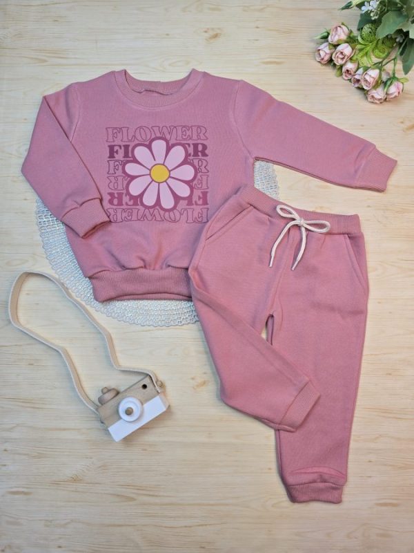 Conjunto de Moletom com Gola - Rosê Flower