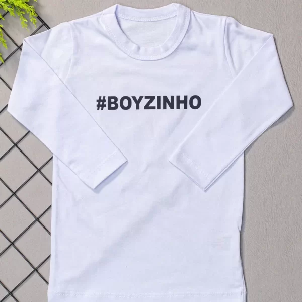Camiseta Longa Infantil Estampada Branca Boyzinho