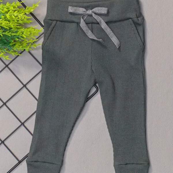 Calça para Bebê de Ribana Canelada Cinza Will