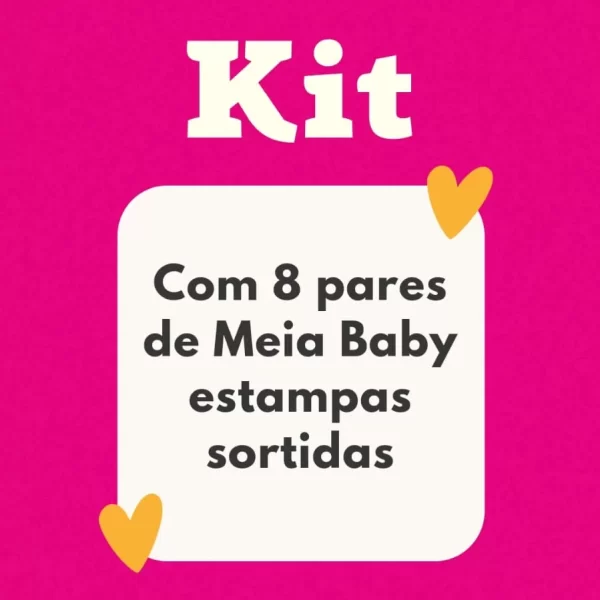 Kit c/ 8 Pares de Meia Baby Sortidas