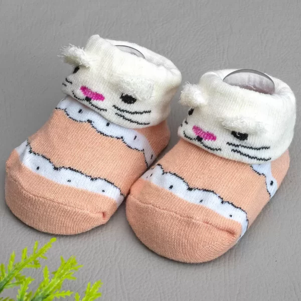 Meia Baby Bichinhos Cat Salmão