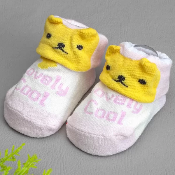 Meia Baby Bichinhos Ursa Cool Rosa/Amarelo