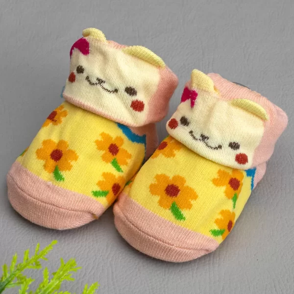 Meia Baby Bichinhos Ursa Flor/Amarelo