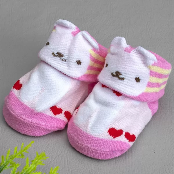 Meia Baby Bichinhos Ursa Rosa/Vermelho