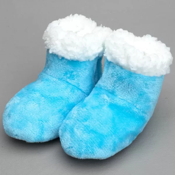 Pantufa Baby Peluciada com Velcro Azul