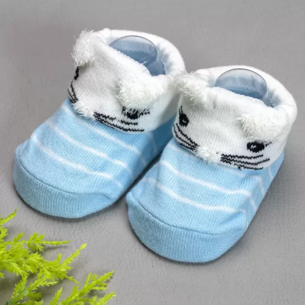 Meia Baby Bichinhos Listrado Azul/Branco
