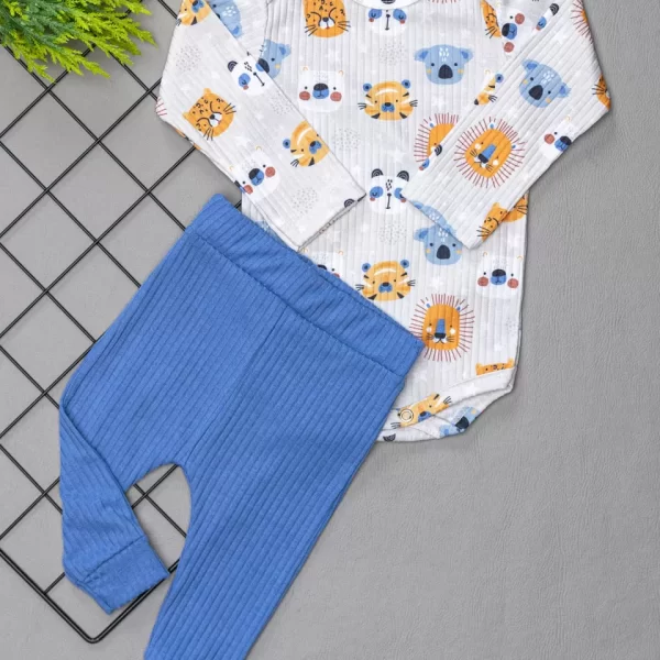 Conjunto Canelado para Bebê Reino Animal Azul