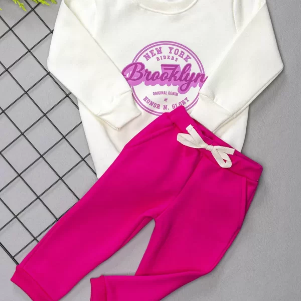 Conjunto de Moletom com Gola Infantil Brooklyn Rosa
