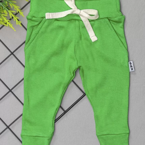 Calça para Bebê de Ribana Canelada Verde Kiwi