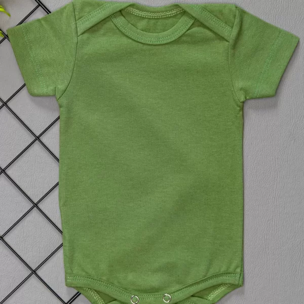 Body para Bebê Manga Curta Liso Verde Oliva