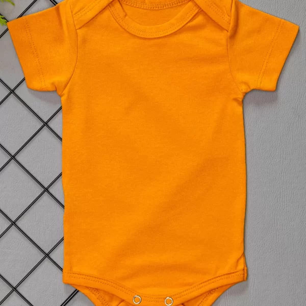 Body para Bebê Manga Curta Liso Mostarda