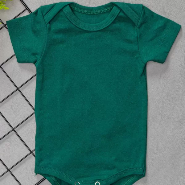Body para Bebê Manga Curta Liso Verde Musgo